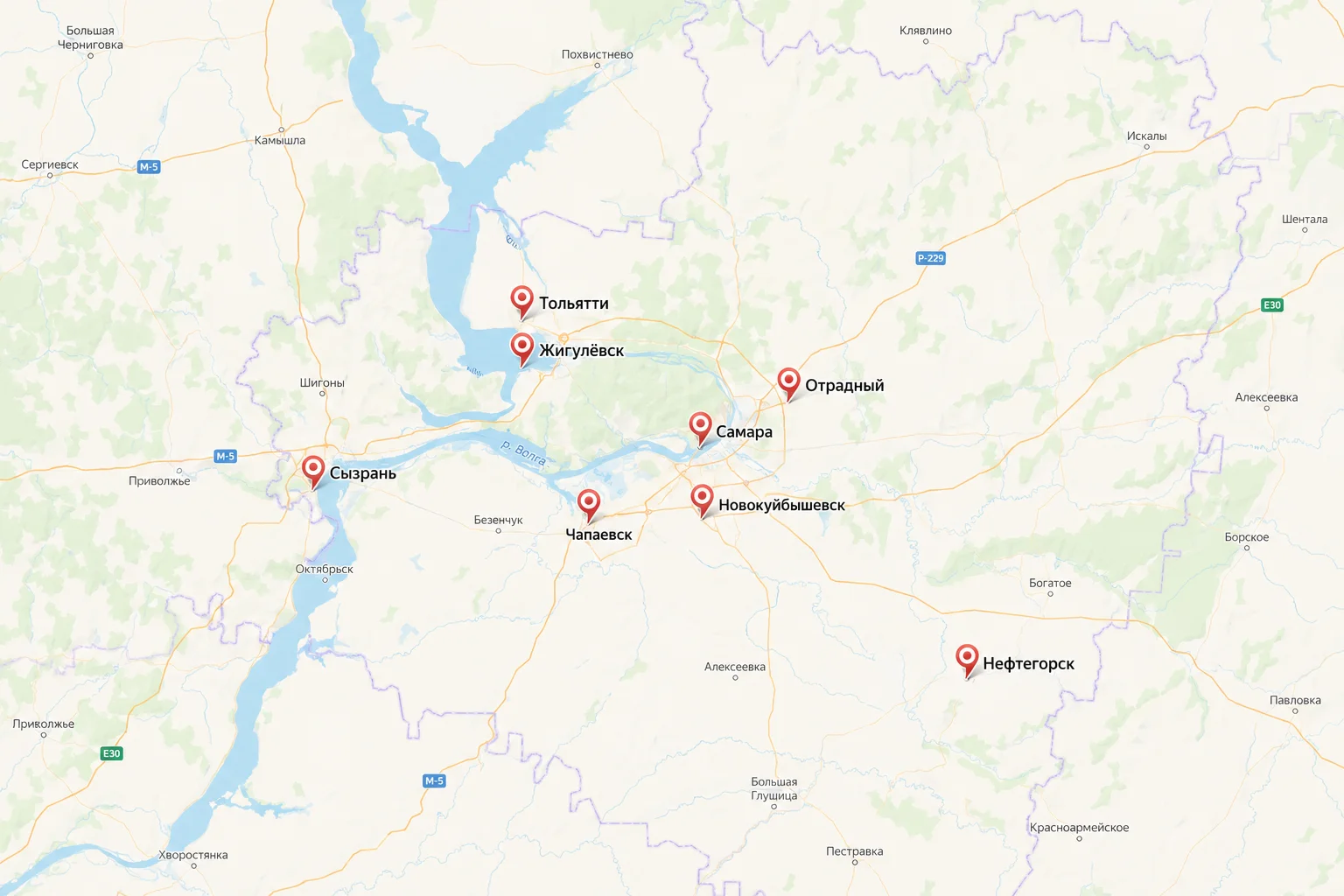 Карта Самарской области
