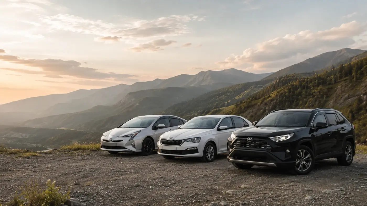 Автомобили Moroz Car Rental на фоне гор Алтая